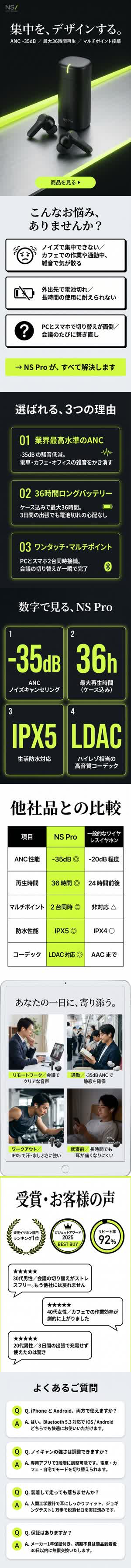 ワイヤレスイヤホンのLP例